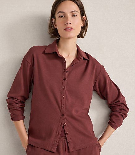 Haven Well Within Organic Cotton Rib Knit Front Button Shirt