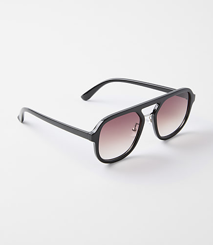 Metallic Trim Aviator Sunglasses