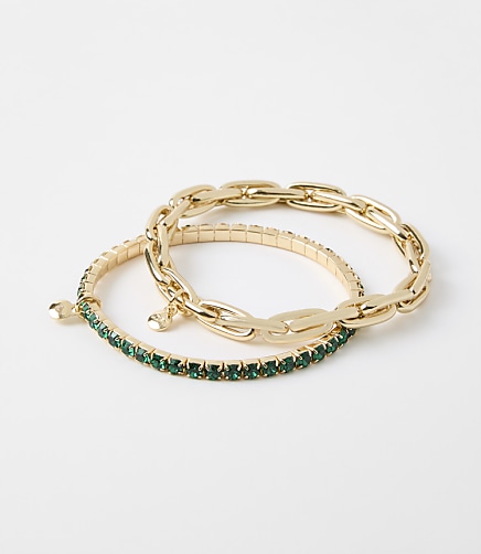 Sparkle Chain Link Stretch Bracelet Set