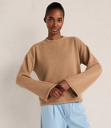 Haven Well Within Cashmere Cable Trim Crewneck Sweater