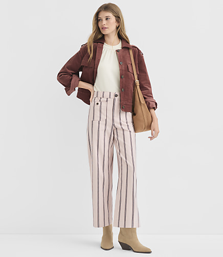 Palmer Wide Leg Crop Pants in Stripe