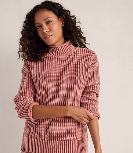 Haven Well Within Garment-Dyed Organic Cotton Shaker Stitch Roll Neck Sweater