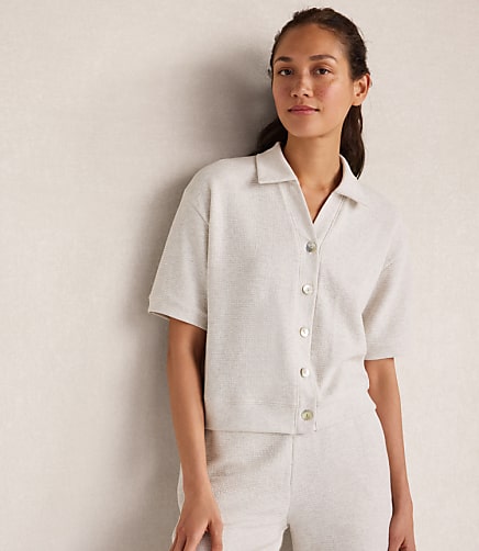 Haven Well Within Ottoman Rib Button Front Top