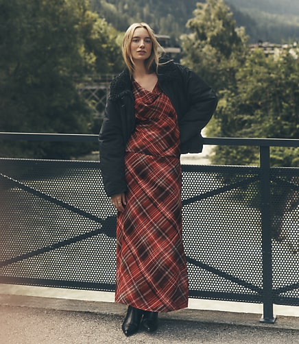 Plaid Midi Skirt