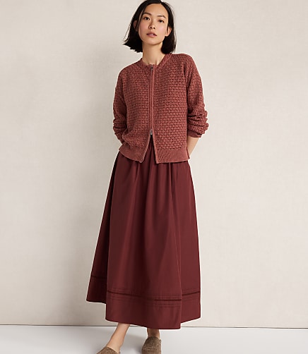 Haven Well Within Pima Cotton Poplin Lace Pintuck Midi Skirt