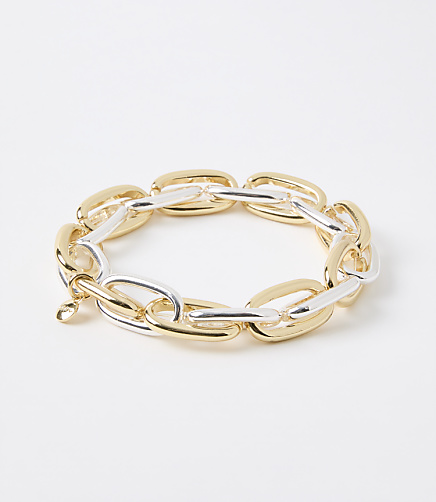 Mixed Metal Chain Link Stretch Bracelet