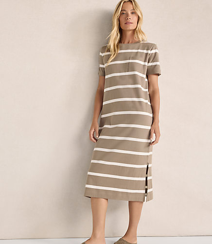 Haven Well Within Organic Cotton Interlock Striped Short Sleeve Dress