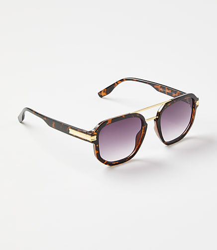 Tortoiseshell Print Modern Aviator Sunglasses