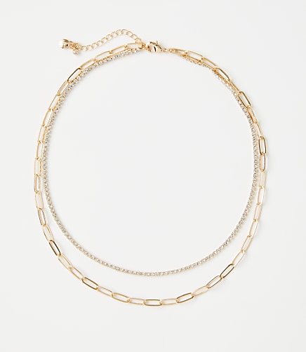Chain Link Layered Tennis Necklace
