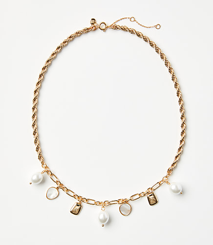 Pearlized Rope Charm Necklace