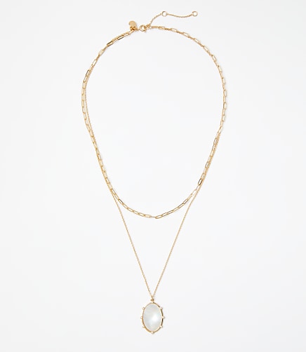 Mother Of Pearl Layered Pendant Necklace