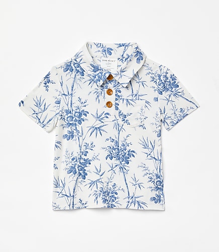 Posh Peanut X LOFT Palm Short Sleeve Collared Henley Top
