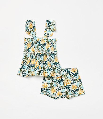 Posh Peanut x LOFT Sunset Smocked Babydoll Bummie Set