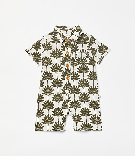 Posh Peanut X LOFT Palm Short Sleeve Collared Henley Romper