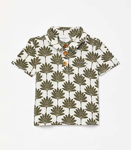 Posh Peanut X LOFT Palm Short Sleeve Collared Henley Top