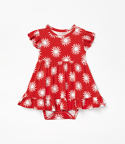 Posh Peanut X LOFT Sunny Cap Sleeve Ruffled Twirl Bodysuit Dress