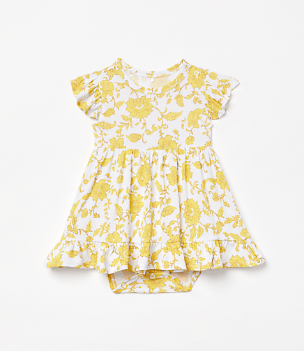 Posh Peanut X LOFT Floral Cap Sleeve Ruffled Twirl Bodysuit Dress
