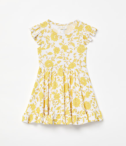 Posh Peanut X LOFT Floral Cap Sleeve Ruffled Twirl Dress