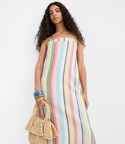 ワンピース Stripe Cotton-Blend Summer Dress Striped Cotton Dresses | Loft