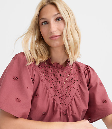 Eyelet Puff Sleeve Blouses | Loft