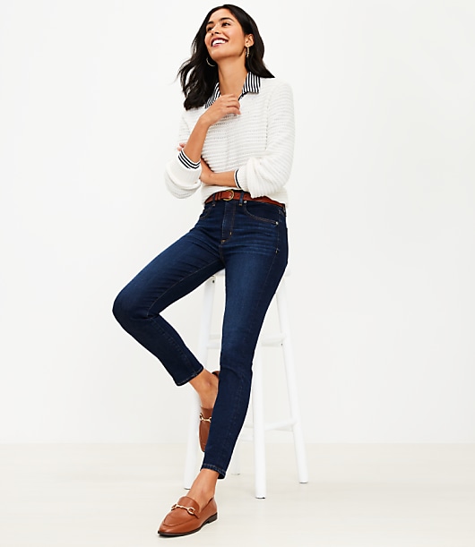 Petite Curvy High Rise Skinny Jeans in Classic Dark Indigo Wash