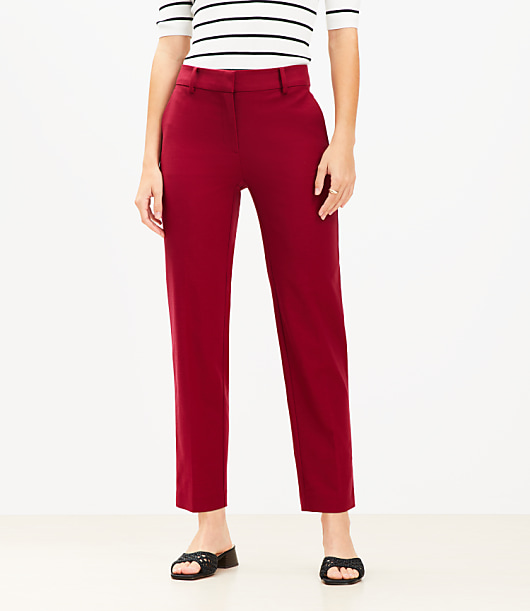 Petite Riviera Slim Pants in Doubleweave - Crimson Blush