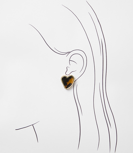 Tortoiseshell Print Abstract Heart Stud Earrings
