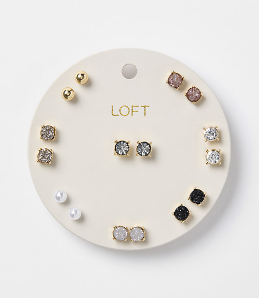 Loft Pearlized Sparkle Stud Earring Set