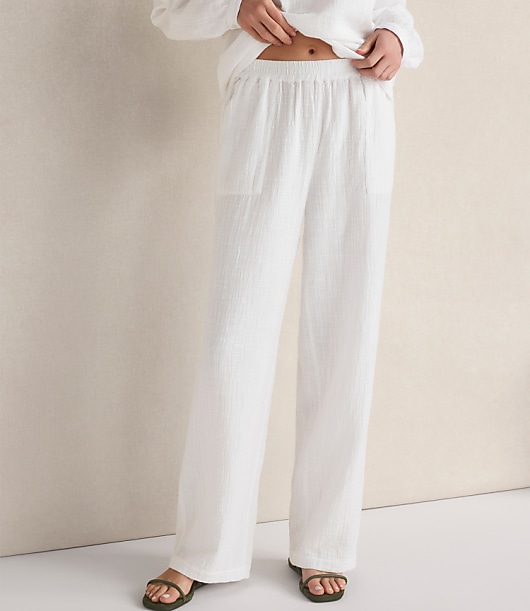 Loft Haven Well Within Textured Cotton Gauze Pants