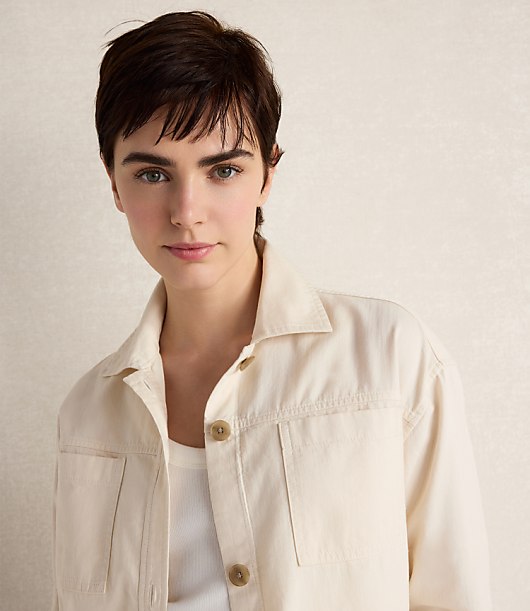 Haven Well Within Cotton Ecru Denim Boxy Jacket - Ecru