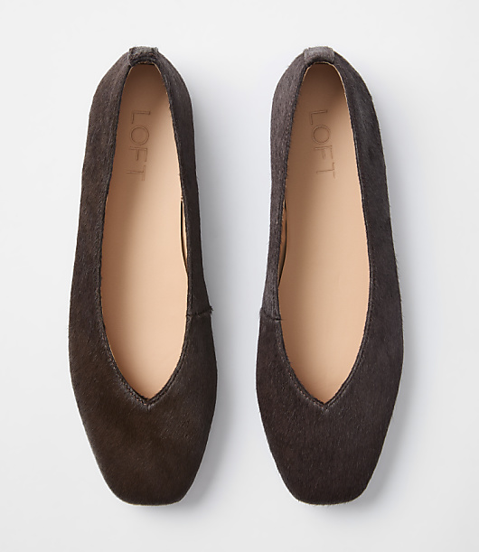 Hair Calf High Vamp Ballet Flats