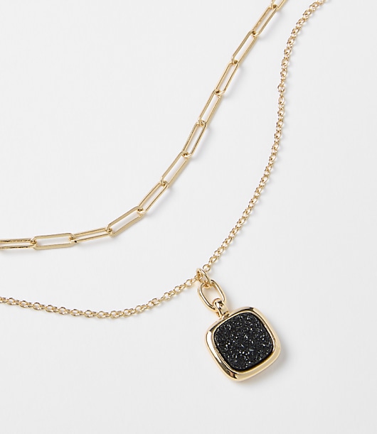 Square Layered Chain Link Necklace