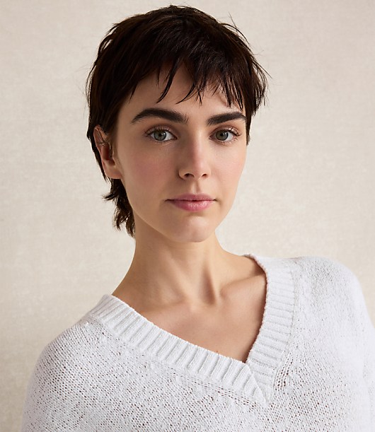 Haven Well Within Cotton Blend Tape Yarn V-Neck Sweater
