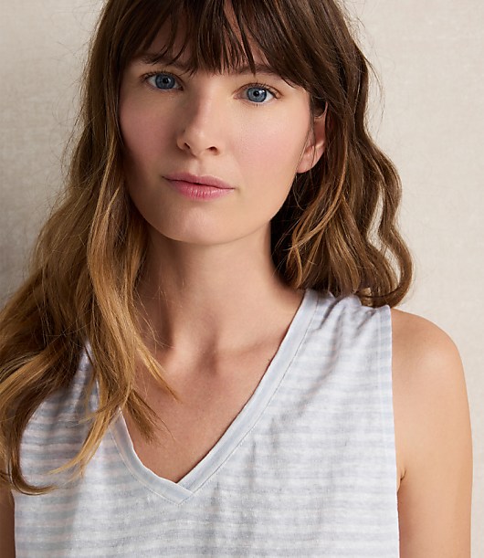 Haven Well Within Linen Stripe V-Neck Top