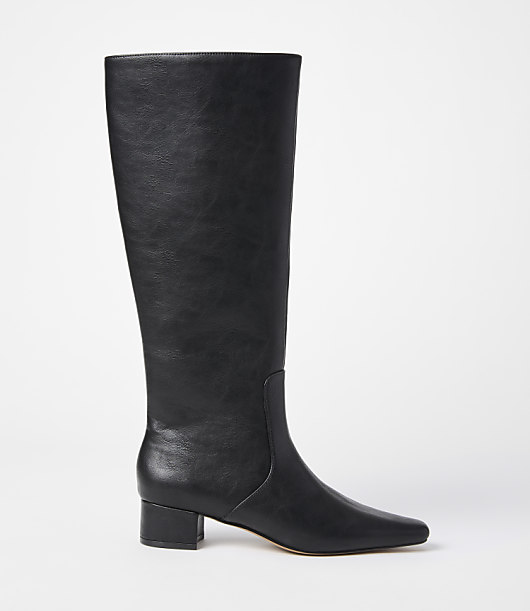 Tall Block Heel Boots - Black