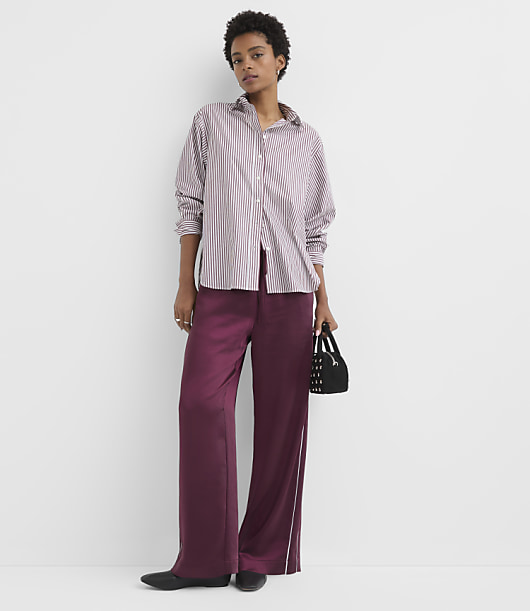 Petite Striped Poplin Everyday Oversized Shirt