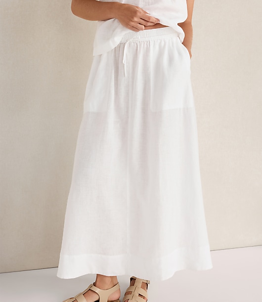 Loft Haven Well Within Linen Drawstring Midi Skirt