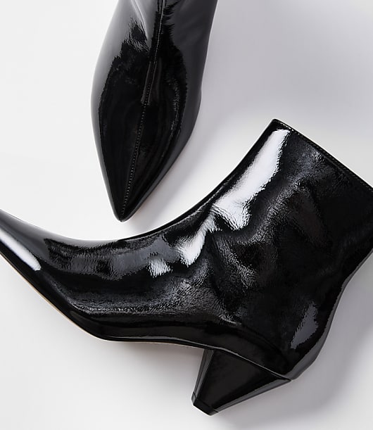 Patent Triangle Heel Booties