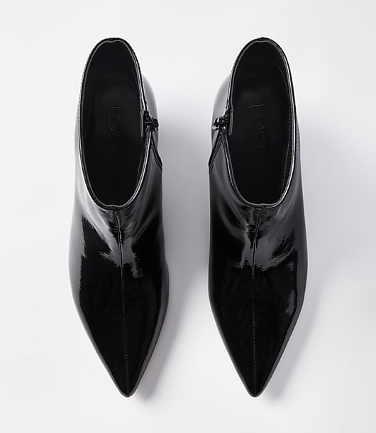 Patent Triangle Heel Booties
