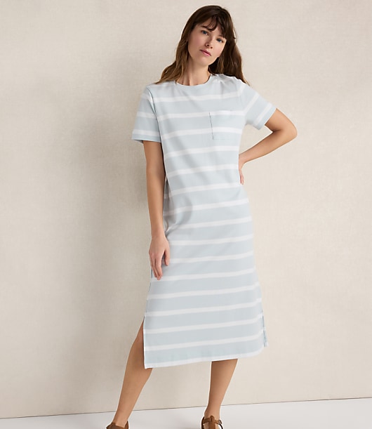 Loft Haven Well Within Organic Cotton Interlock Striped Short Sleeve Dress