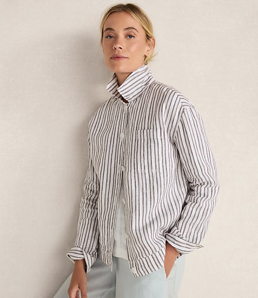 Loft Haven Well Within Everweave Linen Stripe Boxy Jacket