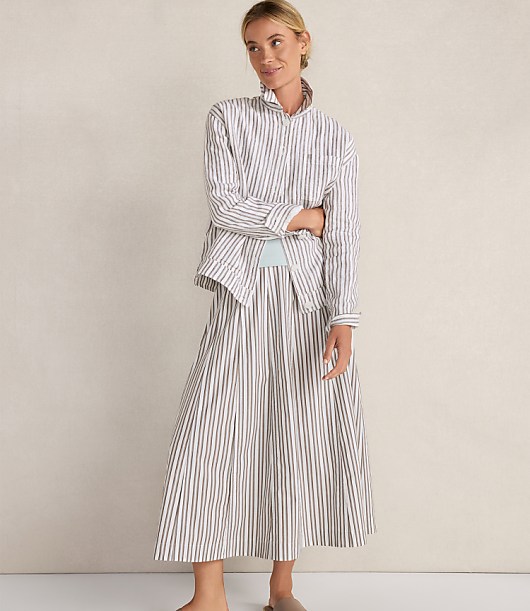 Haven Well Within Organic Cotton Poplin Stripe Drop Waist Skirt