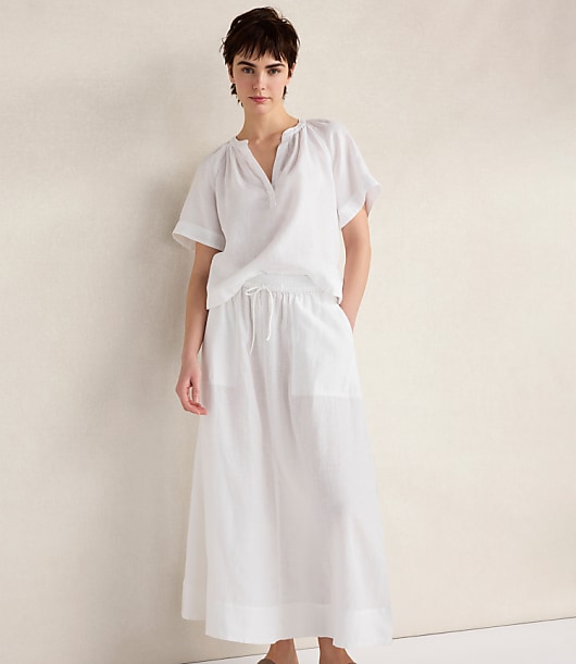 Haven Well Within Linen Gathered V-Neck Top
