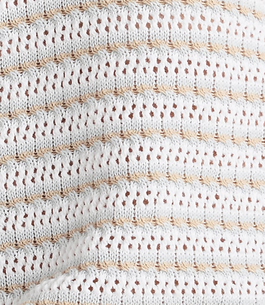 Haven Well Within Organic Cotton Stripe Mixed Stitch Johnny Collar Sweater
