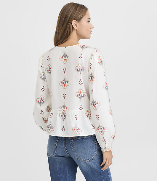 Floral Puff Sleeve Peplum Top