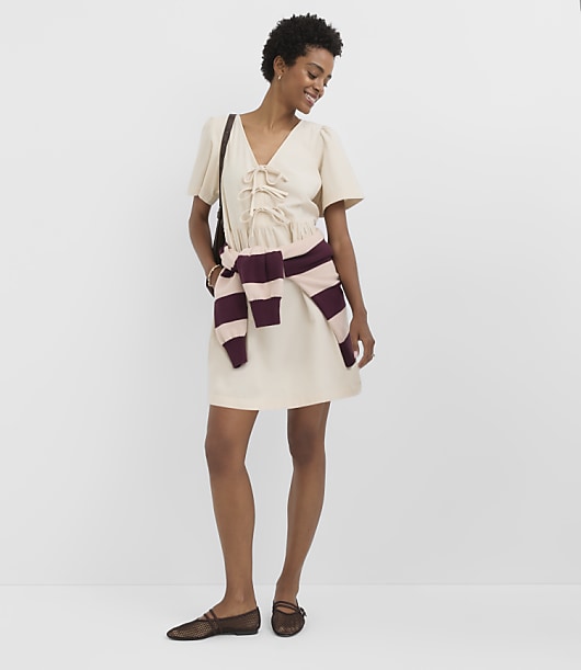 Corduroy Bow Mini Pocket Dress