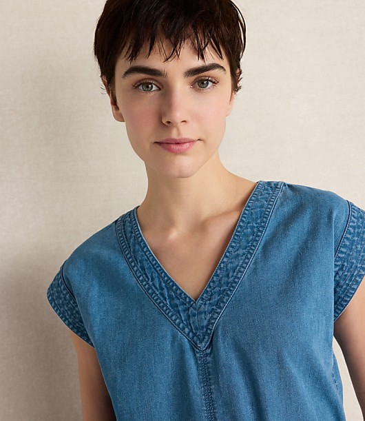 Haven Well Within Organic Cotton Denim V-Neck Belted Top