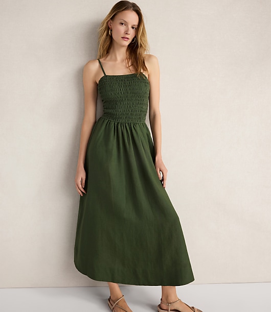 Loft Haven Well Within Organic Cotton Linen Strappy Midi Dress