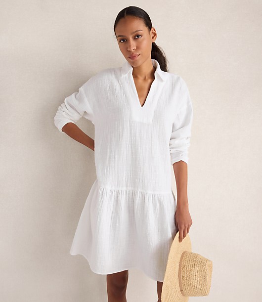 Haven Well Within Textured Cotton Gauze Drop Waist Dress