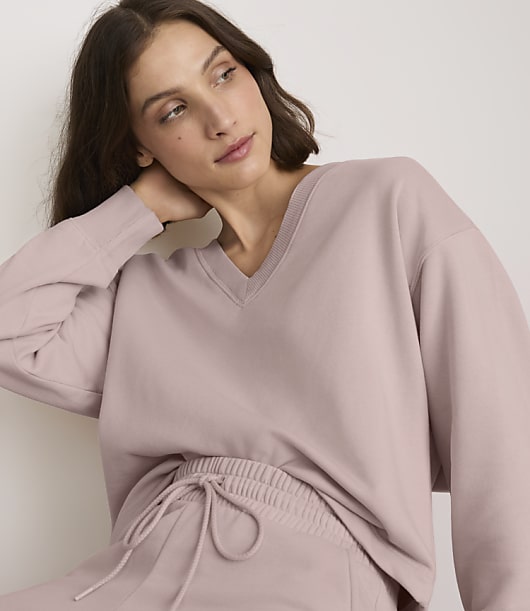 Petite Lou & Grey Elite Fleece V-Neck Top